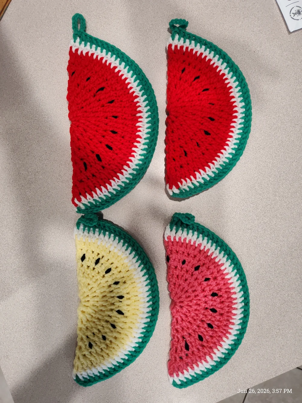 Handmade Crocheted Fruit Slice Coasters - Assorted Colors